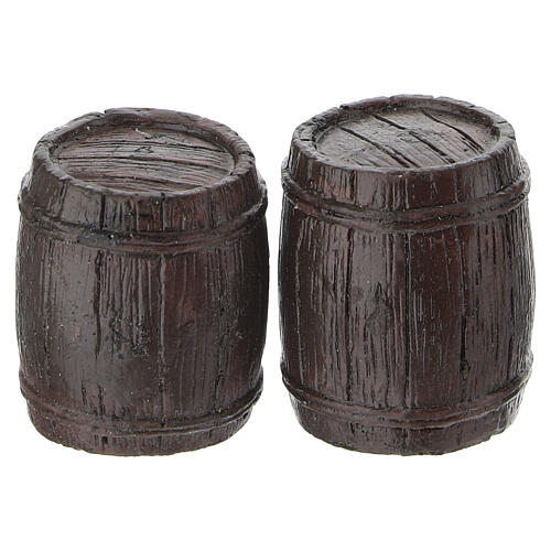 Zestaw 2 beczek winnych z żywicy do szopki, 2,5x2 cm - do szopki 6 cm 2