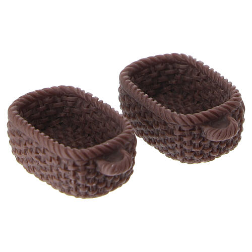 Caja 2 cestas para pan marrón 2,5 cm belenes 10-12 cm 2