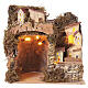 Nativity scene with grotto and illuminated hamlet 20x20x15 cm for 6 cm figurines s1