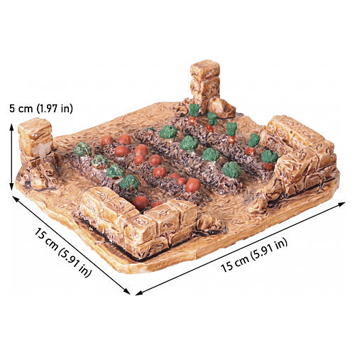 Horta em resina com verduras 5x15x15 cm para presépio 6 cm 2