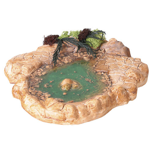 Pond with water effect in marmorina and resin, 5x20x20 cm, for 6 cm Nativity Scenes 3