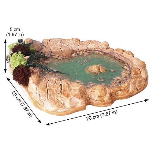 Étang effet eau en marmorine et résine 5x20x20 cm crèche 6 cm 2