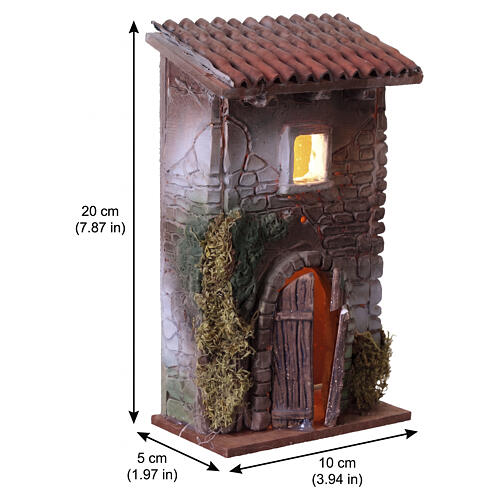 Casa di borgata resina porta ad arco illuminata 20x10x5 cm presepi 6 cm 2