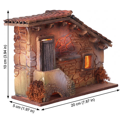 Maison rustique en résine avec escalier extérieur éclairé 10x20x5 cm crèche 6 cm 2