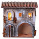 Casa resina balcone e porticato illuminata 20x20x10 cm presepi 6 cm s1