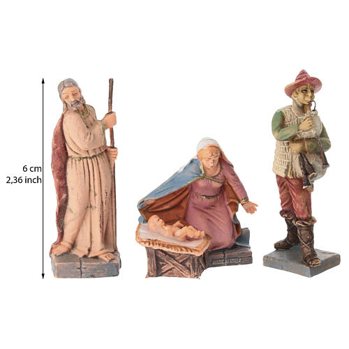 Cabaña belén con pueblo y figuras 20x25x20 cm para figuras de 6 cm 3