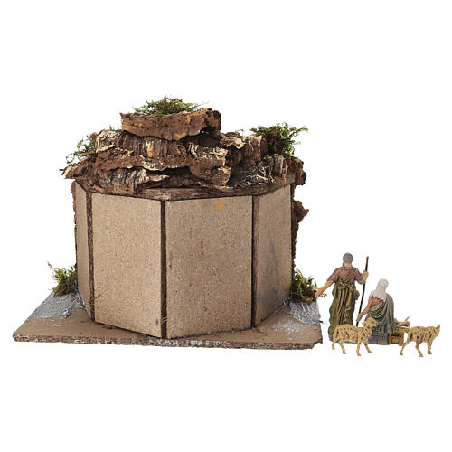 Cueva cabaña belén de corcho 25x30x15 cm para figuras de 10 cm 6