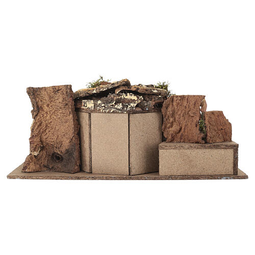 Cueva belén de corcho con escalera y establo 25x55x30 cm para figuras de 10 cm 9