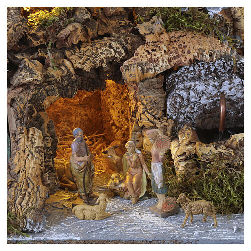 Pueblo belén iluminado con fuente en funcionamiento 50 x 45 x 35 cm para figuras de 10 cm 2