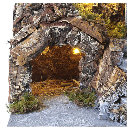 Miasteczko do szopki z działającym wiatrakiem, 35×40×30 cm - do szopek 8 cm 2