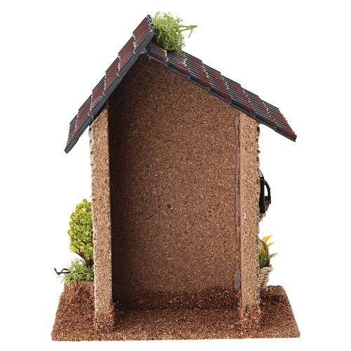 Casa rustica in pietra con porta gialla 20x15x10 cm per presepe 6 cm 4