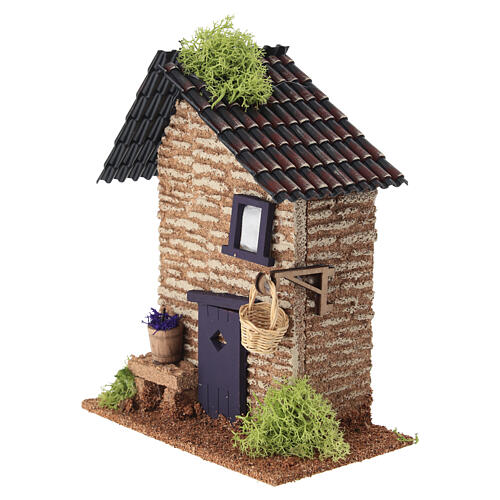 Kamienny domek z fioletowym wejściem, 20x15x10 cm - do szopki 6 cm 2