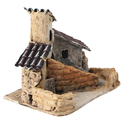 Trzy domki z żywicy do szopki 10×15×10 cm, dla figurek 6cm 3
