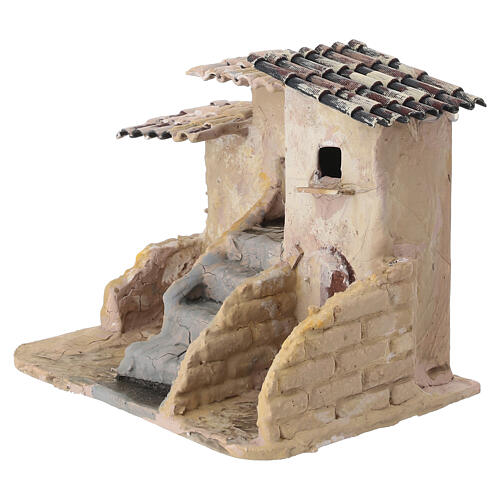 Rustic village with staircase for 6 cm Nativity Scene, 10x13x9.5 cm 2
