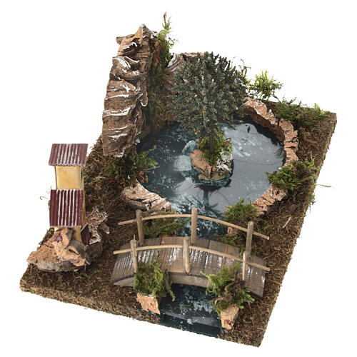Ponds with islet and bridge, 10x25x20 cm, for 6 cm Nativity Scenes 4