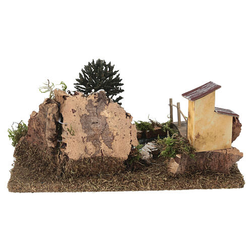 Laghetto con isolotto e ponte 10x25x20 cm per presepi da 6 cm 5