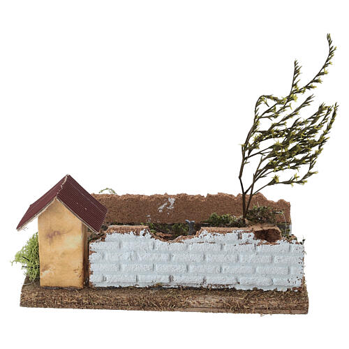 Casa cerca del río con peces y pared para belén 6 cm 15x20x15 cm 5