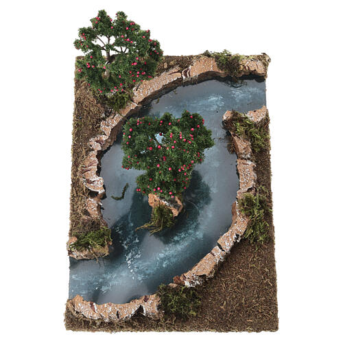 River section with apple trees for 6 cm Nativity Scene, 10x25x20 cm 2