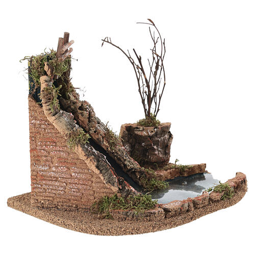 Waterfall with pond and bridges, 20x25x20 cm for 6 cm nativity 3
