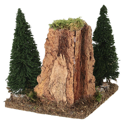 Laghetto alpino con cascata e pini 15x15x15 cm per presepi da 6 cm 4