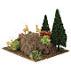 Colline avec pins et cerfs pour crèche 6 cm 15x15x15 cm s2