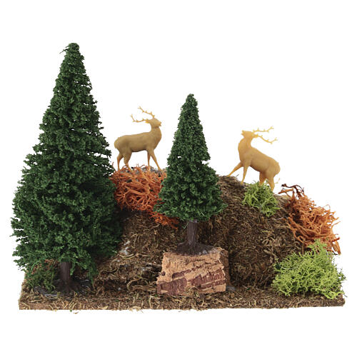 Hill with pines and deer 15x15x15 cm for 6 cm nativity sets 4