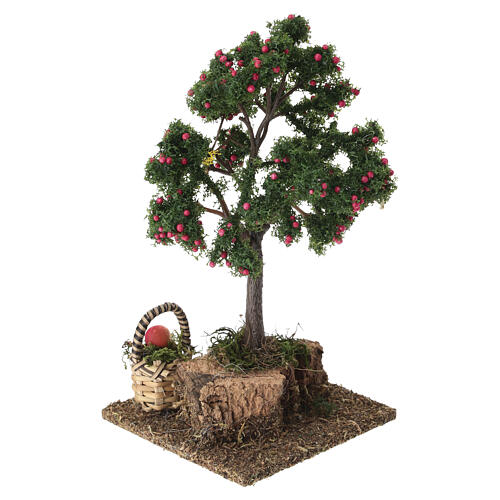 Drzewko z koszykiem jabłek, 15x5x10 cm - do szopek 6 cm 3