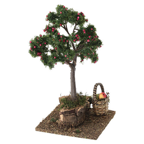 Apple tree with basket of apples 15x5x10 cm for 6 cm Nativity 2
