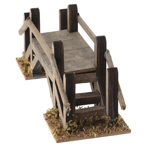 Ponte em madeira com guarda-corpo 5x15x5 cm para presépio 6 cm 3