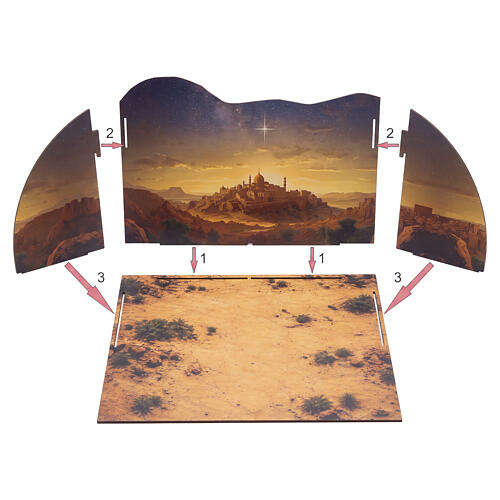 Fondale tridimensionale paesaggio arabo per presepe 40x60x40 cm 2