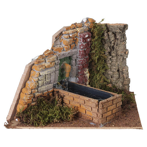 Fontana rustica funzionante con vasca per presepe 8 cm 15x20x15 cm 2