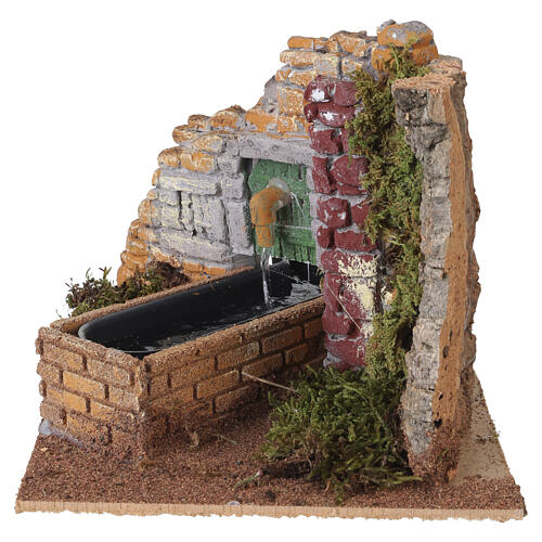 Fontana rustica funzionante con vasca per presepe 8 cm 15x20x15 cm 3