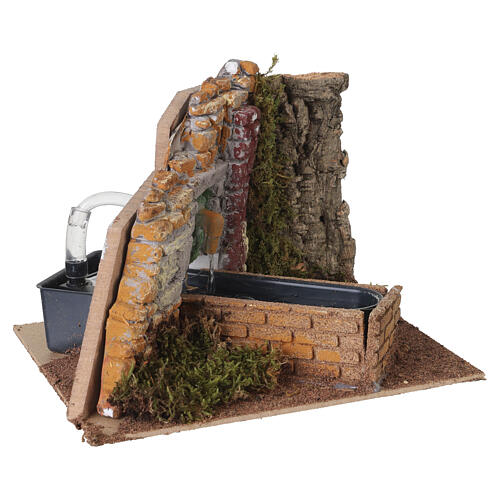 Fontana rustica funzionante con vasca per presepe 8 cm 15x20x15 cm 4