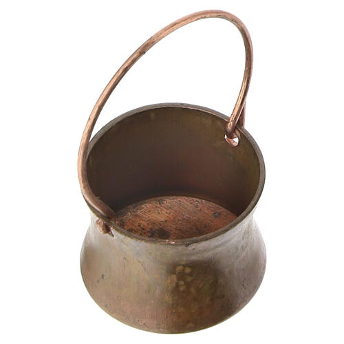 Copper pot with handle for 10 cm Nativity Scene, 5x2.5 cm 2