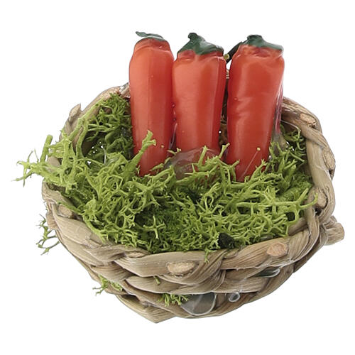 Cesto com cenouras para presépio 8 cm 2x3 cm 2