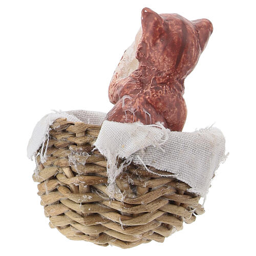 Gattino nella cesta per presepe 8 cm 5x4 cm 4