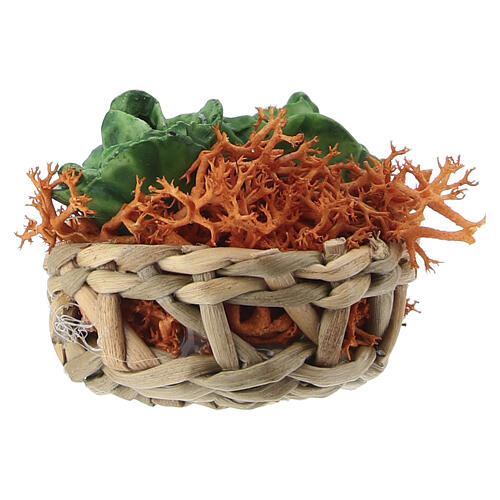 Cesto con lattughe per presepe 8 cm 2x3 cm 3