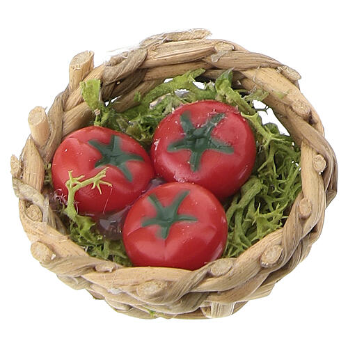 Cesto con pomodori per presepe 8 cm 1x2,5 cm 2