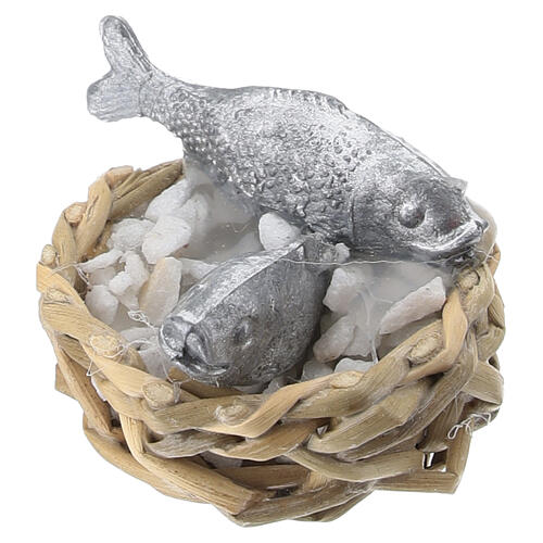 Cesto com peixes para presépio 8 cm 2x3 cm 2