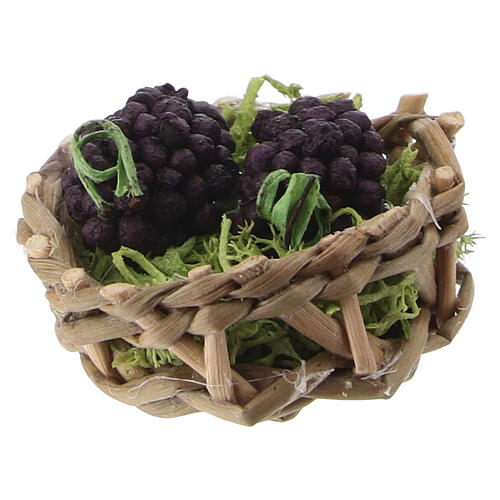 Cesto con grappoli di uva nera per presepe 8 cm 1x3 cm 3