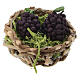 Cesto con grappoli di uva nera per presepe 8 cm 1x3 cm s1