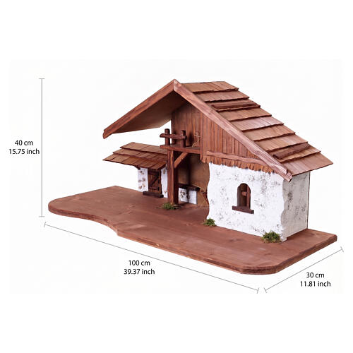 Stalla per presepe con capanna della Natività 14-16 cm 40x100x30 cm 2