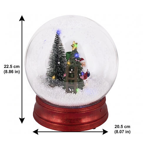 Christmas globe with Father Christmas and snow-covered tree, 15 multicolour LEDs, 10 in, for indoor use 3