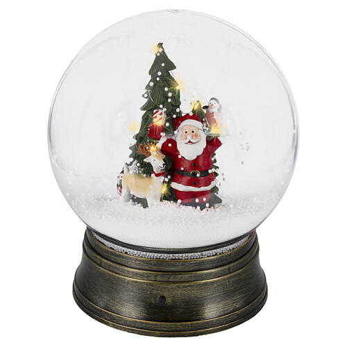 Esfera navideña Papá Noel reno y base oro 15 LED multicolor 30 cm uso interior 2