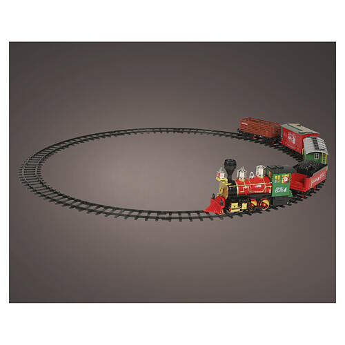 Tren navideño con locomotora y vagones decorados diámetro 195 cm 1