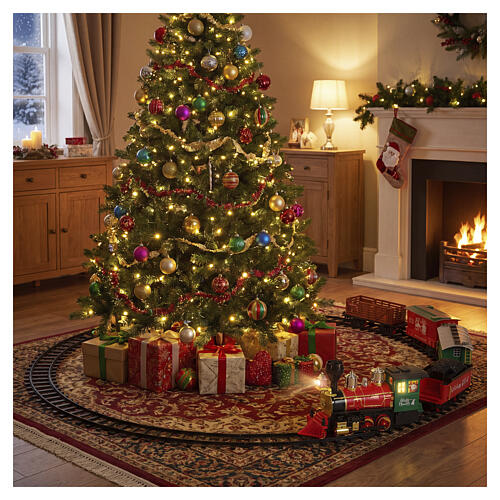 Tren navideño con locomotora y vagones decorados diámetro 195 cm 2