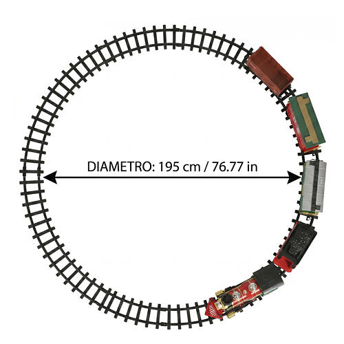 Tren navideño con locomotora y vagones decorados diámetro 195 cm 3