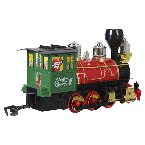 Tren navideño con locomotora y vagones decorados diámetro 195 cm 6