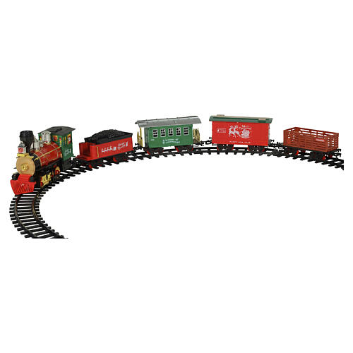 Tren navideño con locomotora y vagones decorados diámetro 195 cm 12