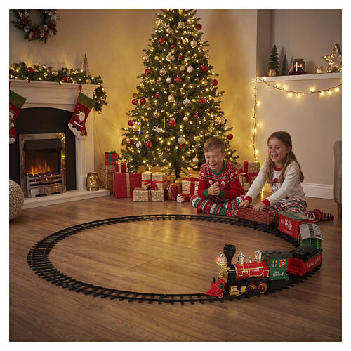 Christmas train with locomotive and decorated wagons, diameter 195 cm 4